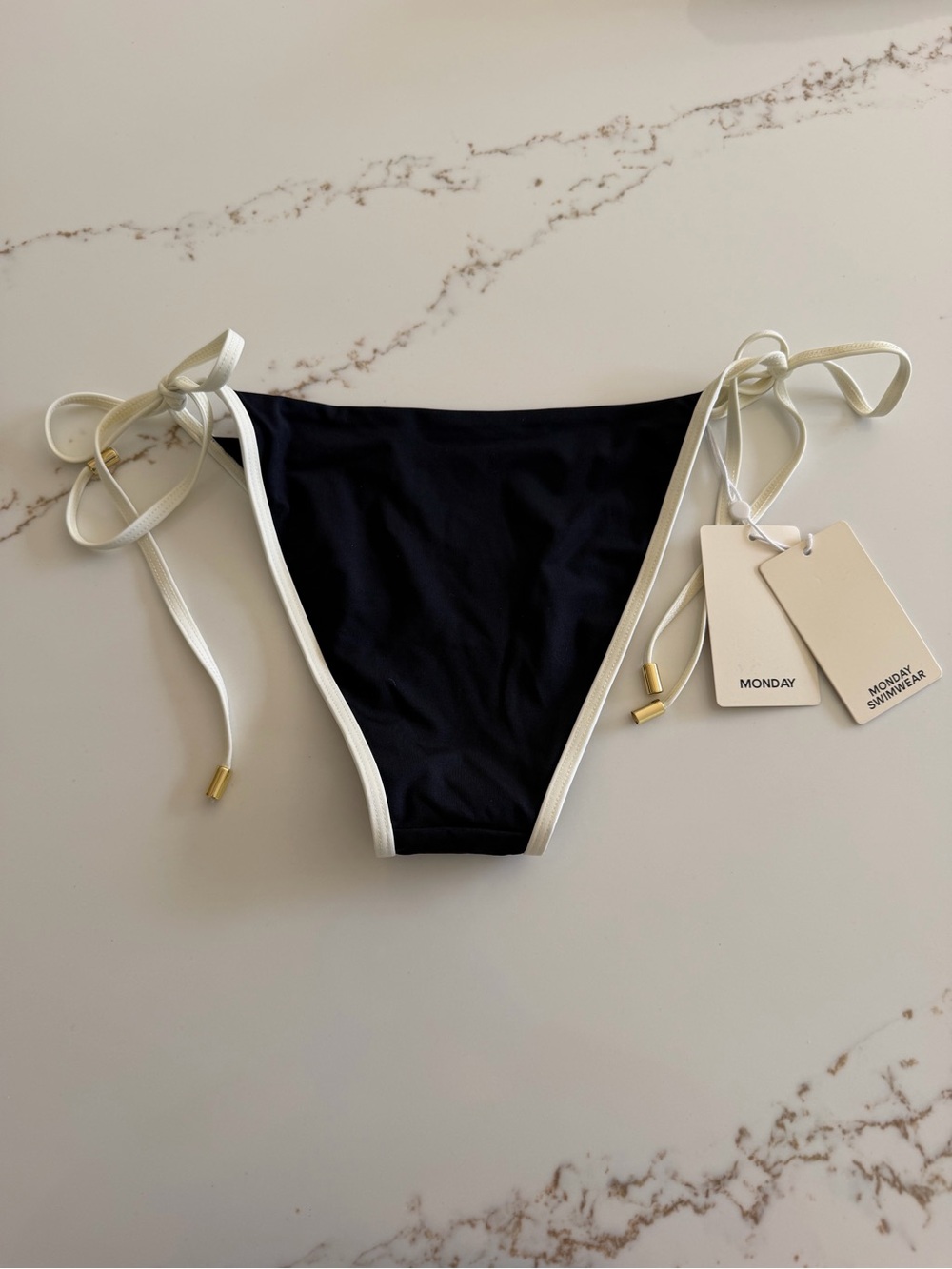 ✨New Monday Swimwear Le Marais Bikini Bottom - Black/Ivory - Medium - Picture 6 of 10